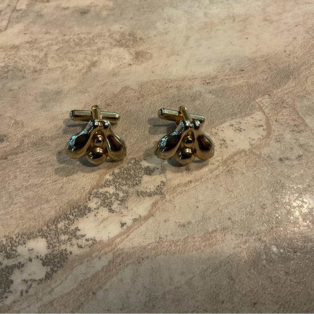 Bowling Ball Pins Cuff Links Silvertone vintage